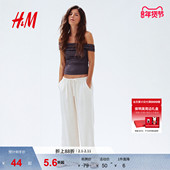 HM女装 上衣1290228 吊带无袖 背心春季 垂坠露肩露背时尚