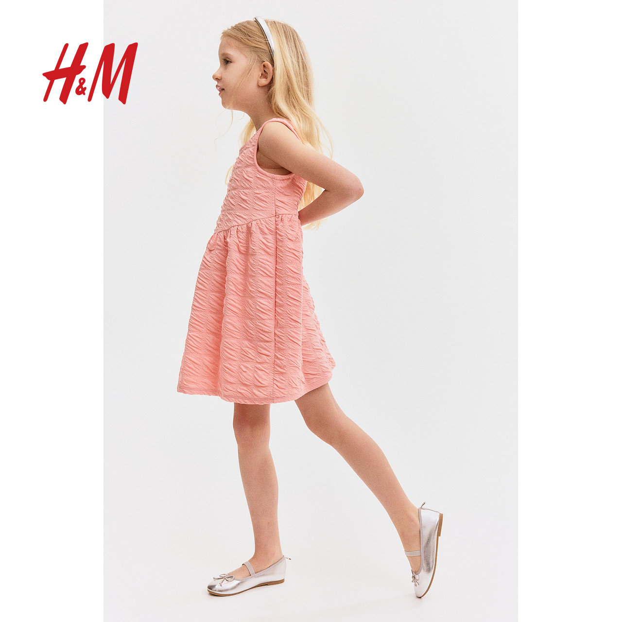 HM夏季童装儿童女童纹理感汗布连衣裙1289480