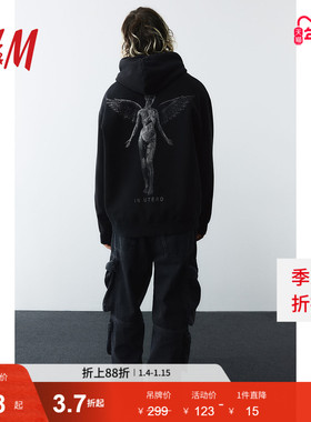 【Nirvana】HM男装女装卫衣冬季加绒宽松情侣印花连帽衫1065654