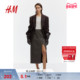 围裹式 HM女装 半身裙冬季 铅笔裙梭织舒适中长裙1253734