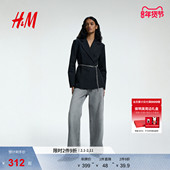 HM女装 1303456 配腰带通勤职业休闲外套正装 西装 冬季