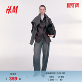 酒红色纽扣长袖 HM女装 修身 涂层时尚 外套1311700 皮衣冬季