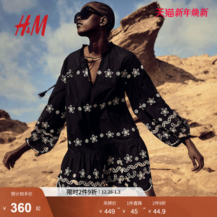 新款 式 女装 休闲镂空刺绣裙衫 连衣裙1282347 时尚 HM2025年冬季