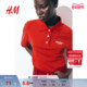 HM女装 上衣1274587 简约字母印花休闲翻领短袖 Polo衫 春季