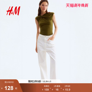 扭结设计丁字裤 女装 连体紧身衣1300827 新款 HM2025年冬季