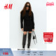 HM女装 连衣裙春季 气质优雅礼服内搭一字领垂褶紧身A字短裙1264597