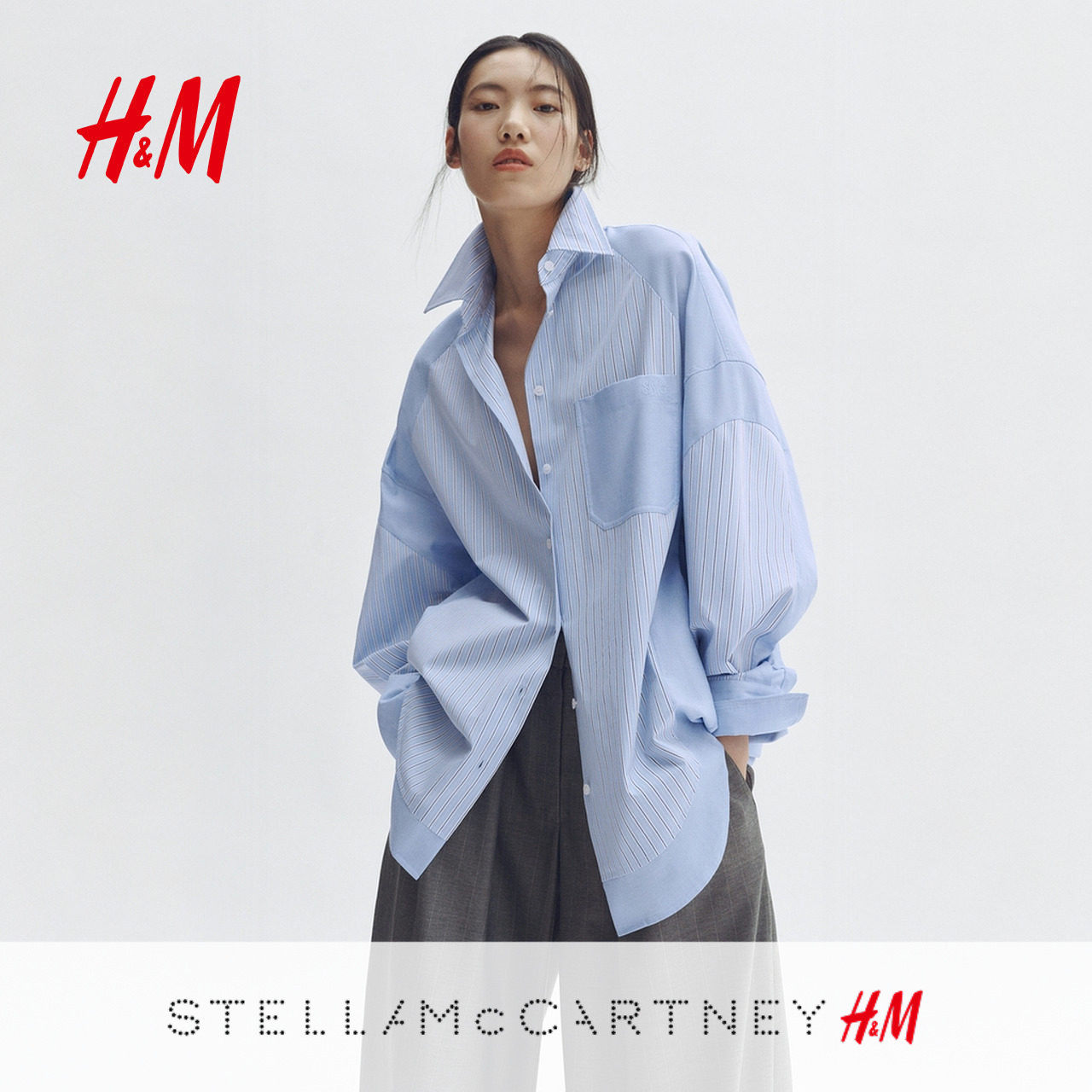 【Stella McCartney H&M】女装衬衫棉质直身大廓形衬衣1325282