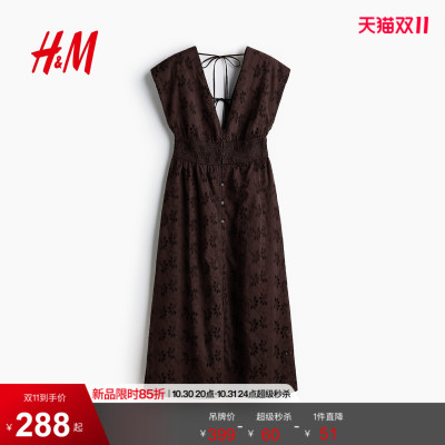 HM2026夏季新款女装镂空刺绣棉质连衣裙1334197