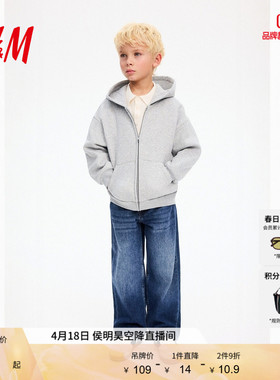 HM童装儿童男童卫衣夏季新款加绒宽松拉链连帽衫外套1280294