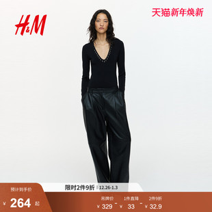 钉珠装 女装 饰连体紧身衣1319684 新款 HM2025冬季