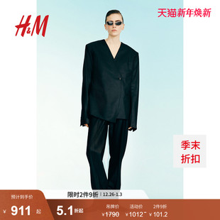 新款 2025女装 冬季 羊毛混纺不对称外套1268419 西装 H&MStudio