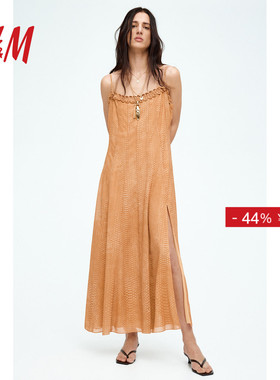 HM S/S女装背心吊带连衣裙春季法式一字肩波嬉风裙1289932