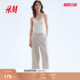 西装 亚麻混纺阔腿裤 裤 时尚 1283390 春季 HM女装