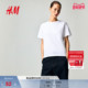 简约纯棉休闲圆领短袖 HM女装 T恤春季 上衣打底内搭0963662