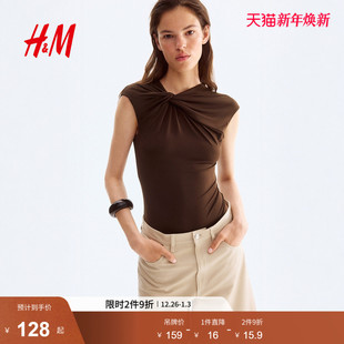 扭结设计丁字裤 女装 连体紧身衣1300827 新款 HM2025年冬季