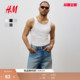 T恤上衣1227155 简约合身圆领罗纹直筒健身运动无袖 HM男装 背心春季