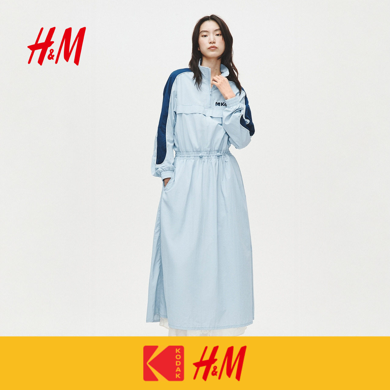 【柯达】HM女装连衣裙2026夏季新款刺绣图案尼龙连衣裙1344