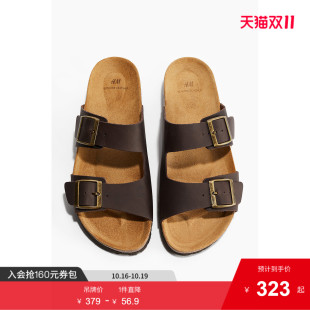 凉鞋 平底皮质休闲凉鞋 2025秋季 搭扣牛皮革时尚 1266835 新款 HM男士