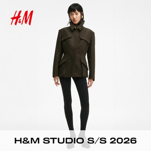 时尚 2026女装 新款 羊毛混纺外套1319462 短外套春季 H&MStudio