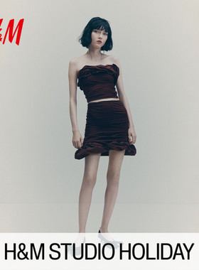 【HM STUDIO 节日胶囊系列】女装抹胸垂褶修身礼服上衣1309082