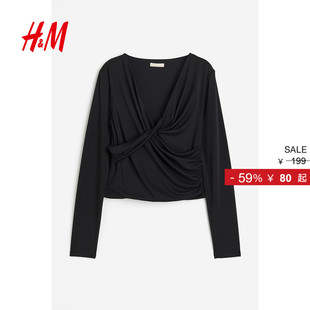 扭结汗布上衣1211734 女装 HM2025冬季 新款