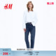 修身 春季 版 型法棍牛仔裤 0941666 HM女装 高腰微弹通勤九分裤 牛仔裤