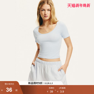 时尚 新款 低圆领短T恤1267017 T恤2025年冬季 HM女装