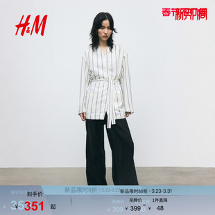 亚麻混纺休闲西装 HM西装 女装 时尚 1275174 春季