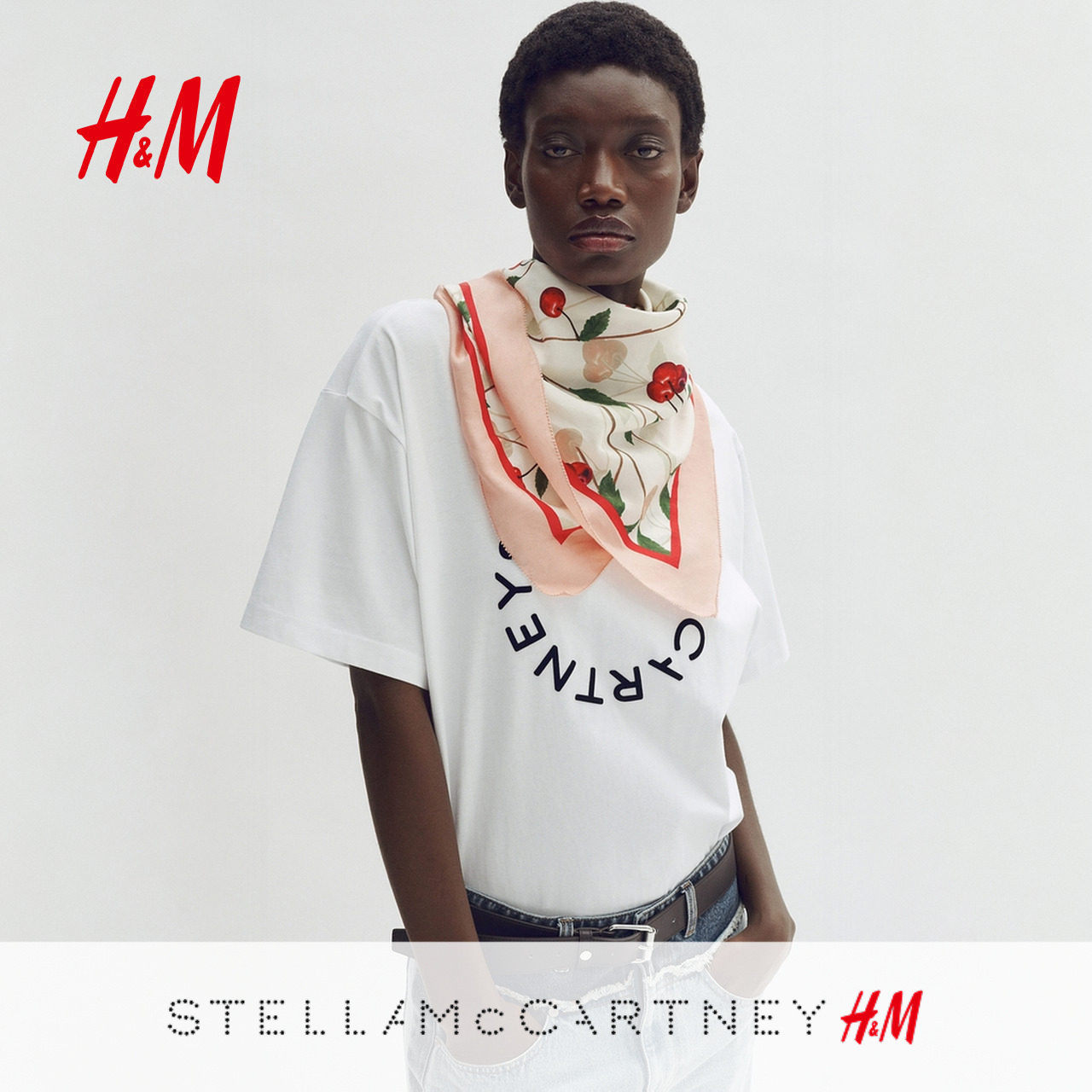 【Stella McCartney H&M】女士围巾樱桃印花真丝