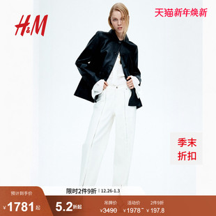 有领柔软单排扣长袖 2025女装 新款 皮夹克1271092 皮衣秋季