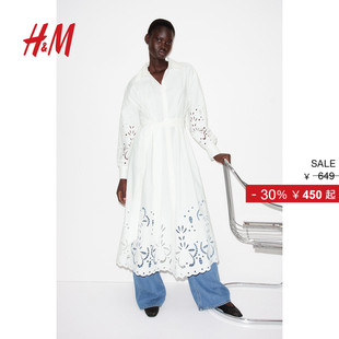 新款 式 女装 休闲休闲镂空刺绣衬衫 连衣裙1265567 时尚 HM2025冬季