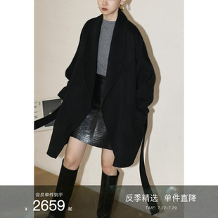 Mogas重磅奢品100驼绒轻盈保暖系带翻领双面毛呢大衣外套女秋冬Y