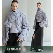 Mogas强推HOT 进口90波兰白鸭绒葫芦格绗缝羽绒服夹克女冬赠围巾