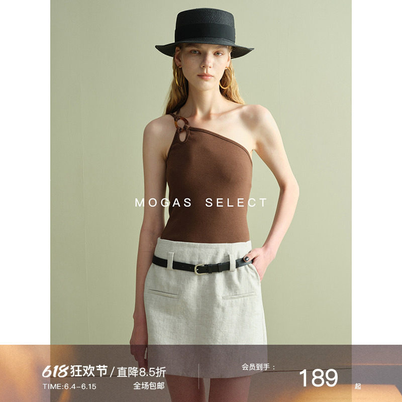 【现货】Mogas王炸单品 优可丝竹节琥珀水滴环斜肩吊带背心女夏