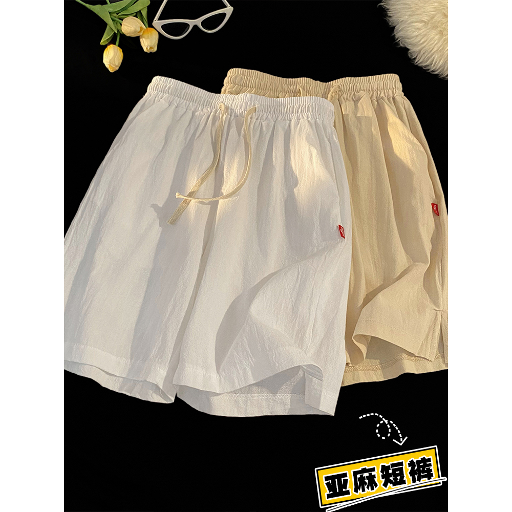 亚麻短裤男夏季薄款透气宽松运动