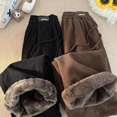 东北抗寒加绒灯芯绒加厚羊羔绒休闲裤 宽松长裤 男秋冬季 保暖棉卫裤