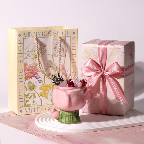 玫瑰干花粉色晶石扩香石无火香薰礼盒精油香氛卧室摆件生日礼物