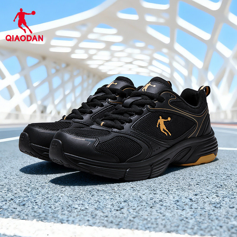 乔丹男鞋黑色运动鞋2025夏季网面透气跑步鞋软底减震学生旅游鞋子