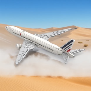 国产MOC-225643法航777-300er飞机航空拼装积木模型益智玩具摆件
