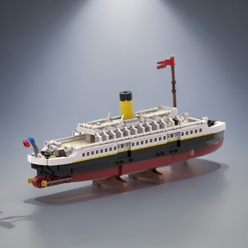 国产MOC-146032 SS游牧者号游艇拼装小颗粒积木模型玩具摆件礼物
