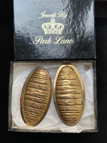Vintage Park Lane华丽金色大尺寸椭圆形纹理夸张耳环复古御姐