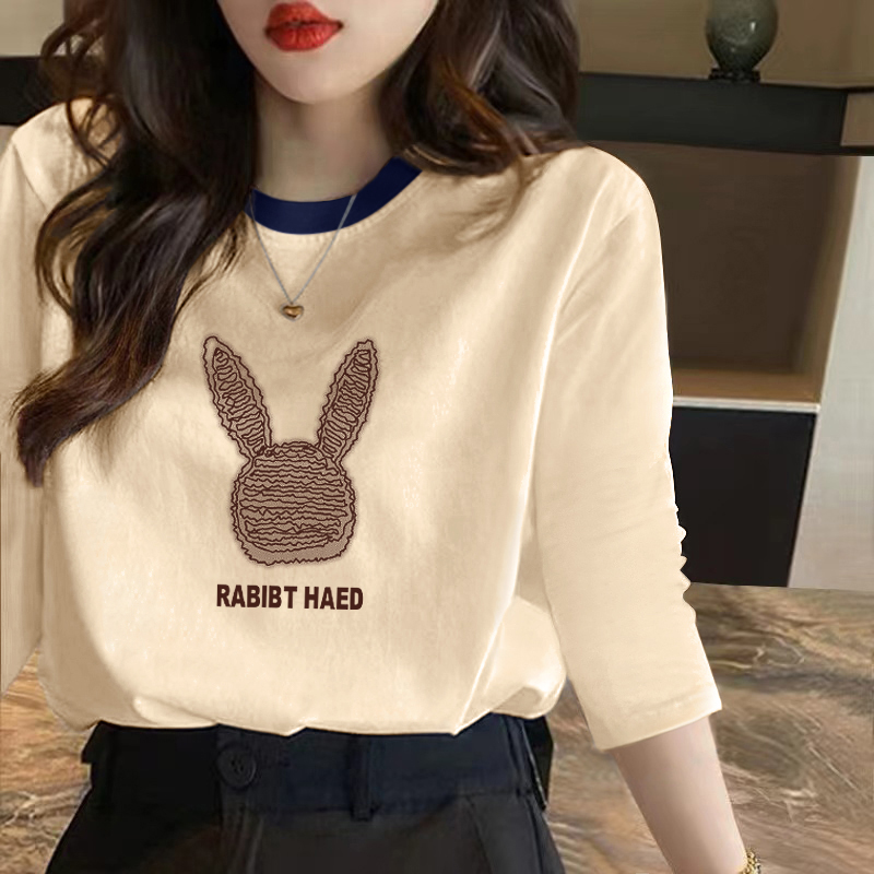 欧货女装新款纯棉白色中袖上衣女