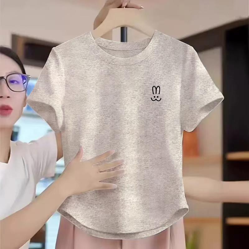 不规则圆弧形设计感洋气上衣正肩短款灰色短袖t恤女2025夏季新款