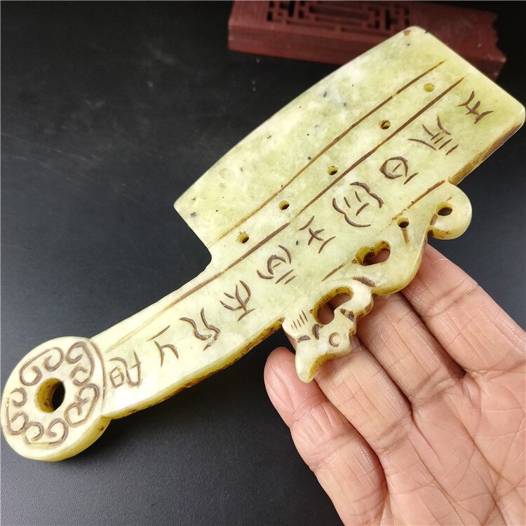 仿古玉器古玩工艺品岫石做旧兵器龙头大刀挂件腰佩把件批发