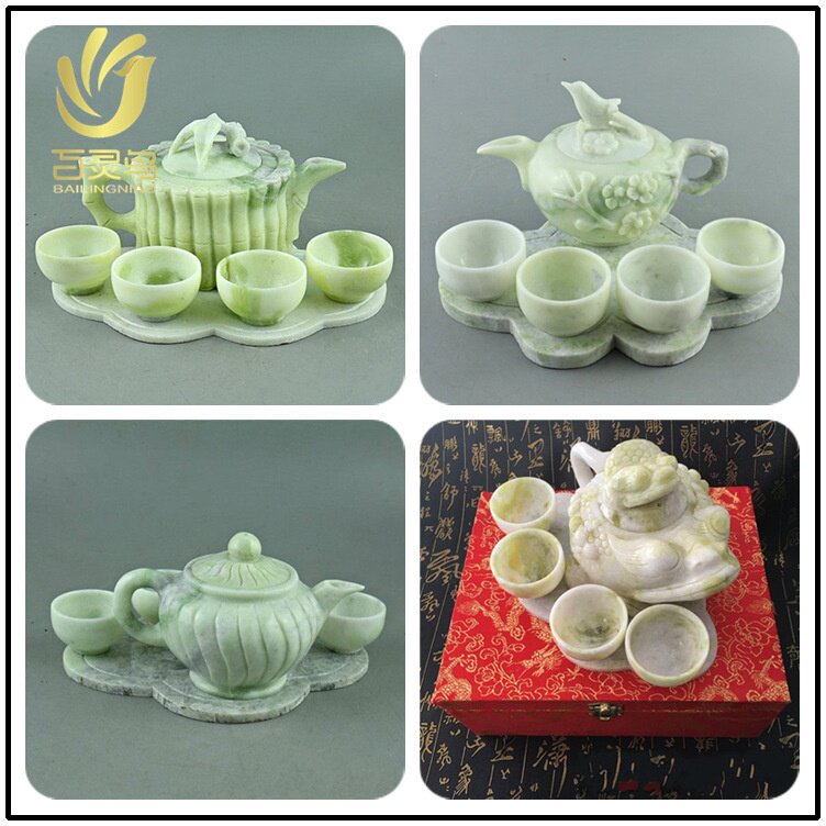 天然陕西蓝田玉茶具套装会销礼品功夫茶壶茶碗玉石玉器直播