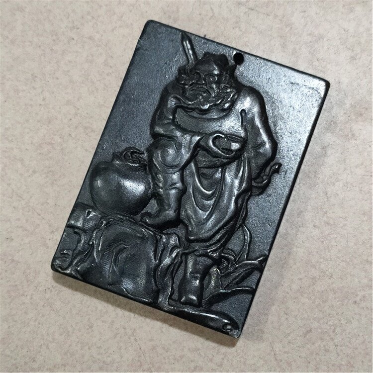 供应珠宝仿古做旧铁石红山文化钟馗捉鬼腰牌挂件摆件批发