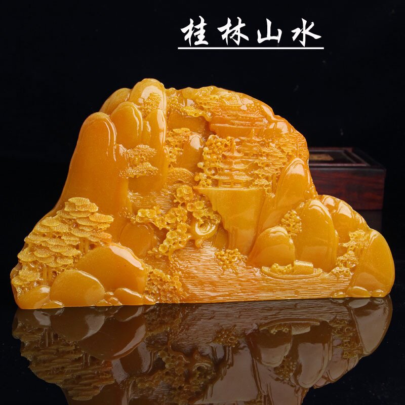仿黄龙玉摆件 满载而归山水摆件橱窗陈列人物龙凤山水件老玉