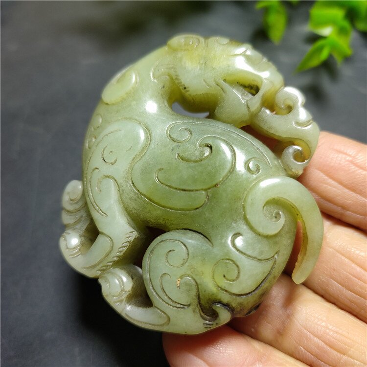 仿古玉器古玩古董岫石镂空如意貔貅玉佩腰佩瑞兽挂件批发