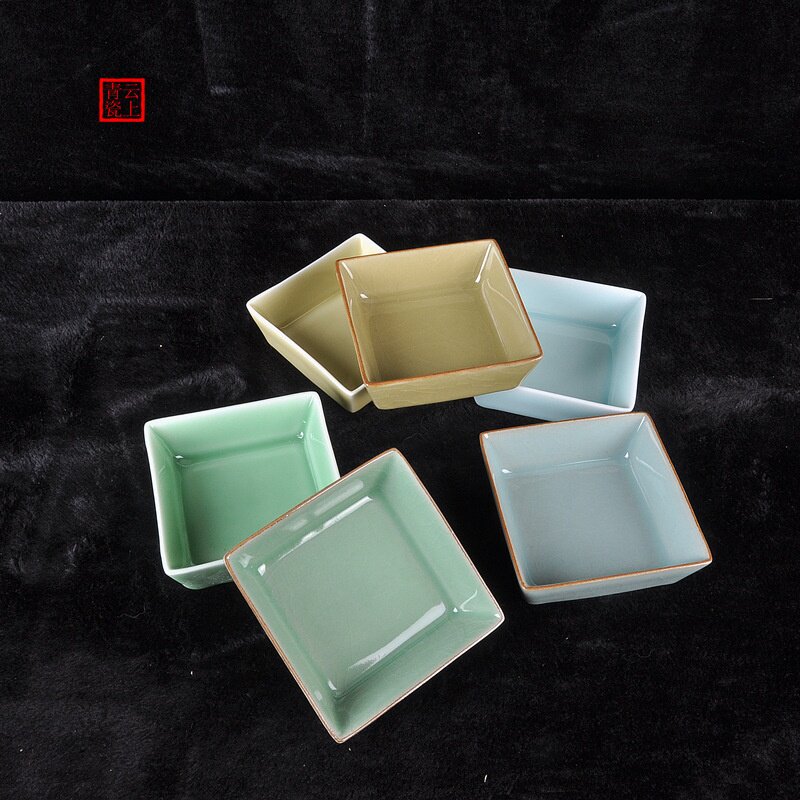 云上青瓷陶瓷果盘家用客厅茶几多格加LOGO零食盘瓜子盘足浴坚果盘