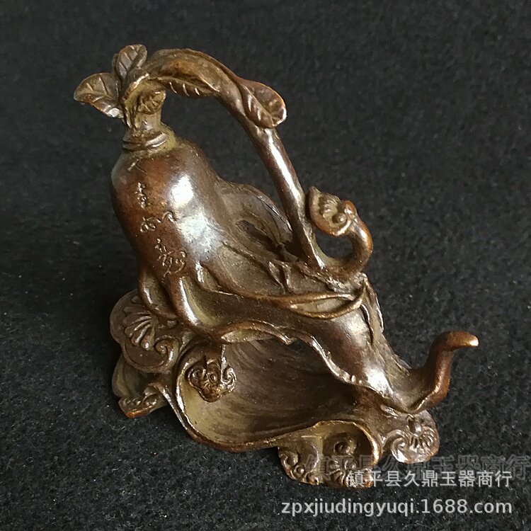 古玩铜器批发 仿古铜器人参如意小摆件家居办公铜器小摆件饰品